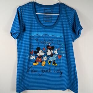 Disney Store Mickey Minnie New York City Graphic T Shirt XL Blue Stripe Tee